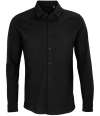 03777 Basile NEOBLU Basile Organic Cotton Long Sleeve Piqué Shirt Deep Black colour image